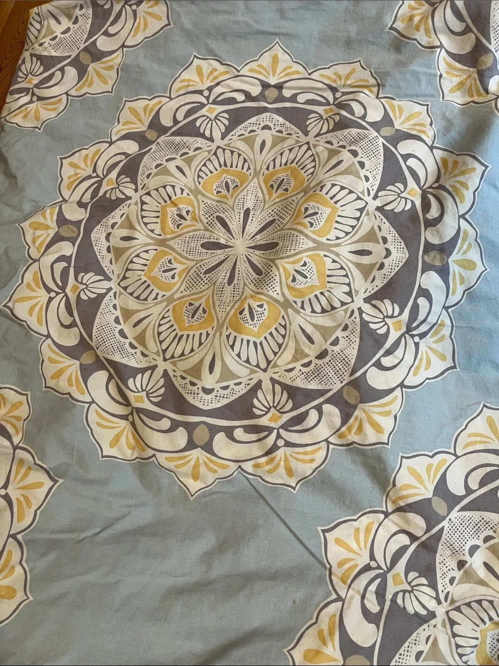 POTTERY BARN *Full/Queen* Blue Yellow Cressida Medallion Duvet Cover Organic